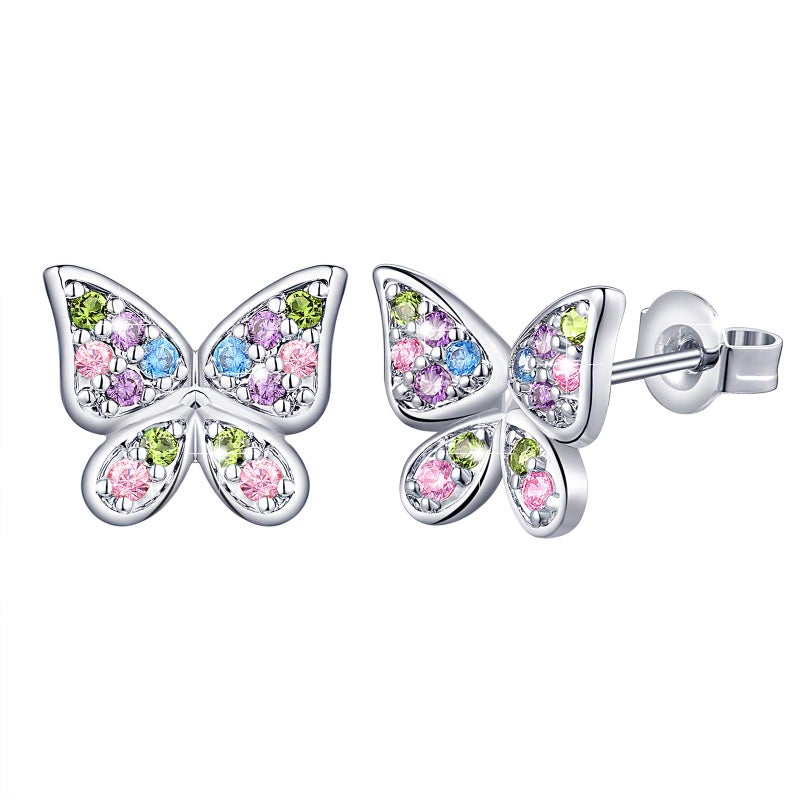 SINCERE Hypoallergenic Butterfly Earrings for Girls 8-12 Birthday Valentines Day Christmas Gifts for Daughter Granddaughter Niece - Image 1